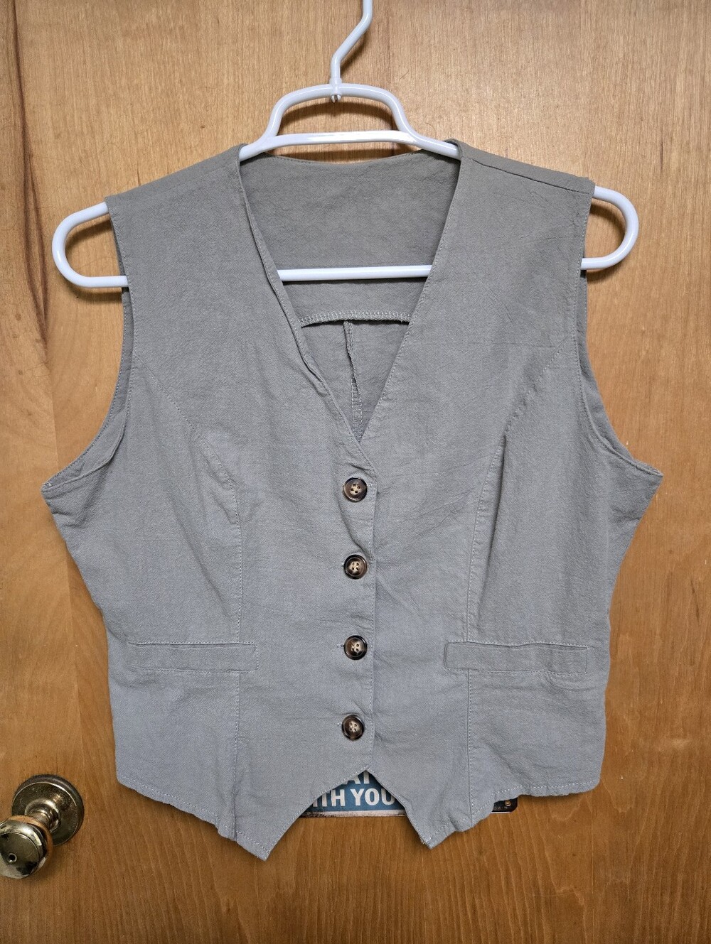 Sage Green Vest Top Linen-like